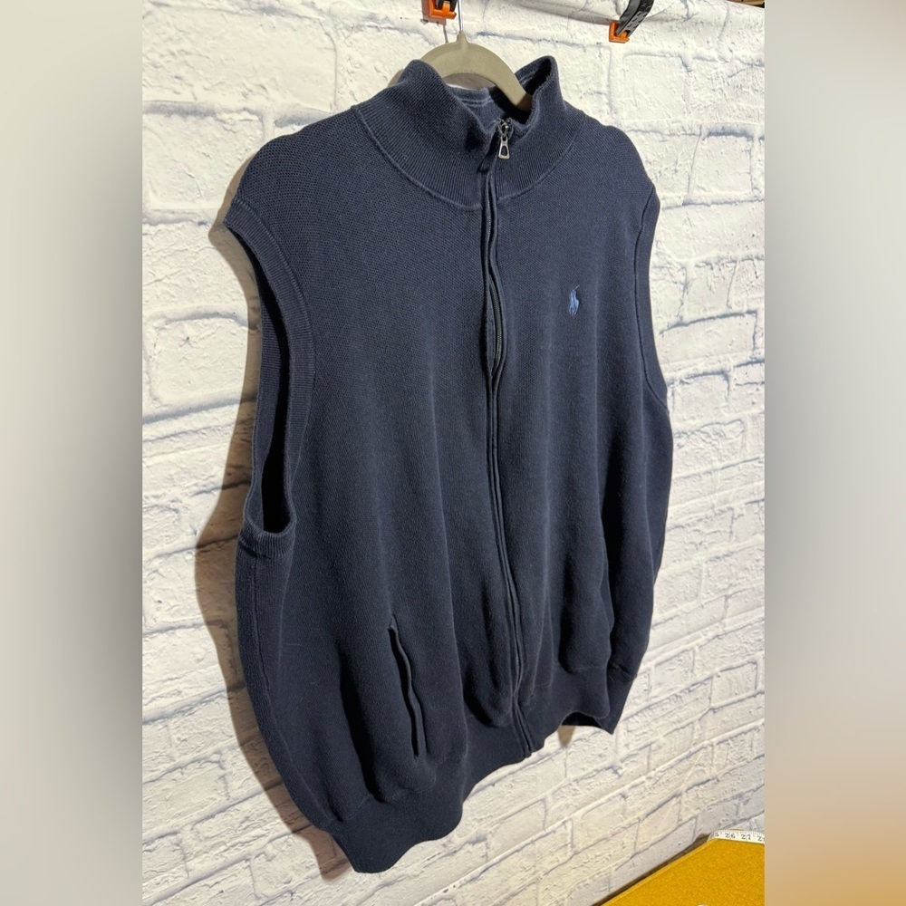 Men's Polo Ralph Lauren Navy Zip-Up Sweater Vest, Size 3XB - Picture 3 of 11